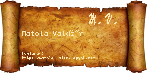 Matola Valér névjegykártya